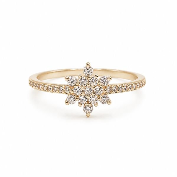 Anel estrela cravejada