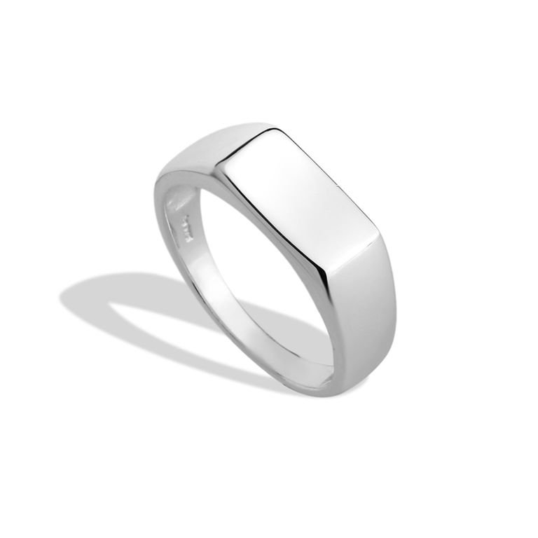 Anel Masculino Sinete Retangular Prata 925