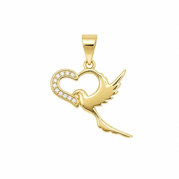 Pingente coração com colibri